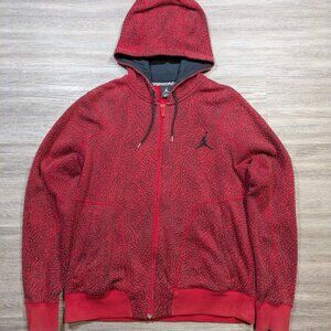 Nike Jordan Retro 3 Elephant Cement Red Black Hoodie Sweatshirt Large Full Zip
